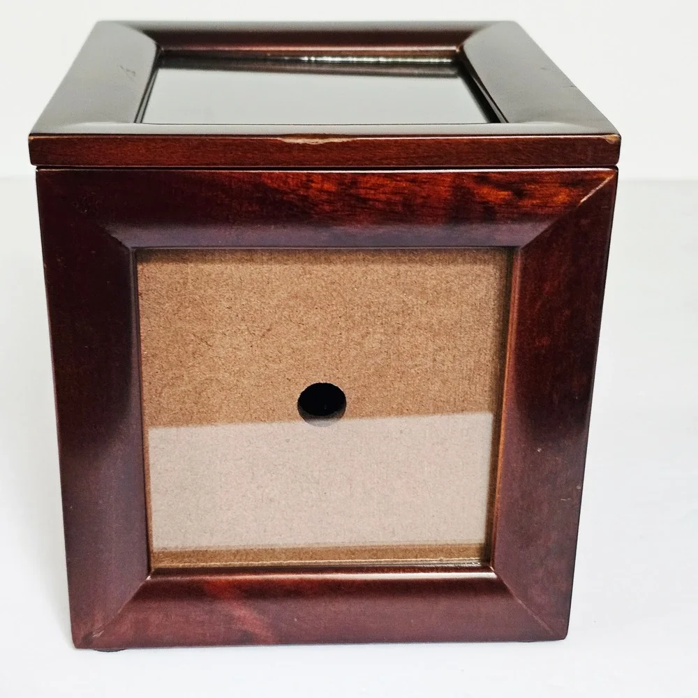 Vintage Bombay Wooden Photo Cube Keepsake Box Dark Mahogany 5 Picture Frames‎